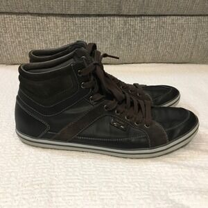 GEOX RESPIRA Mens Dark Brown Suede Leather High Top Sneakers Shoes Sz 9 US 43 EU